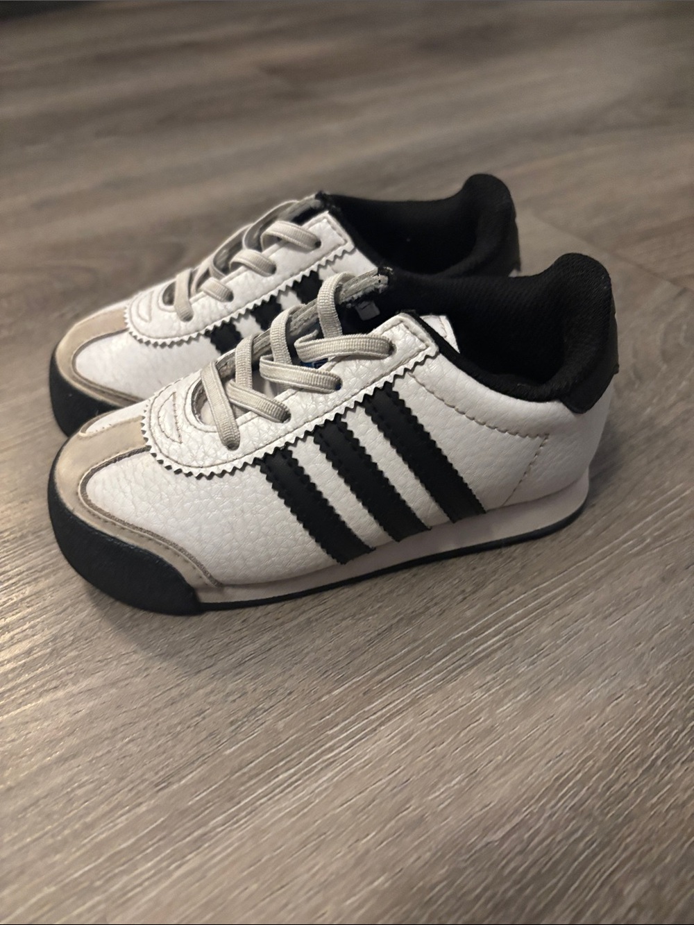 adidas White and Black Kids Sneakers with Three Stripes